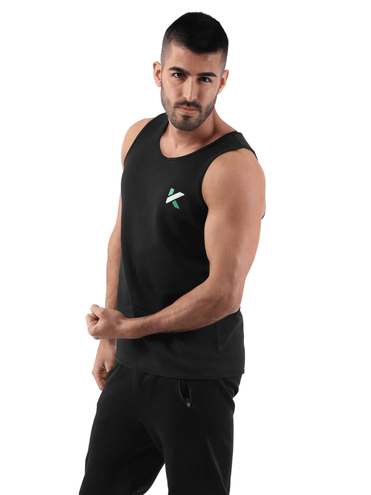 Men Black Sauna Crew Neck Vest