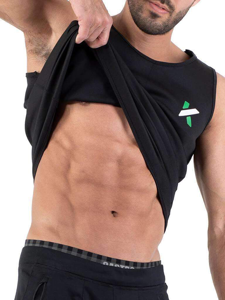 Men Black Sauna Crew Neck Vest