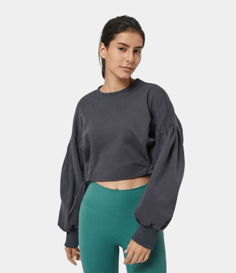 Lantern Sleeve Cropped Sweatshirt