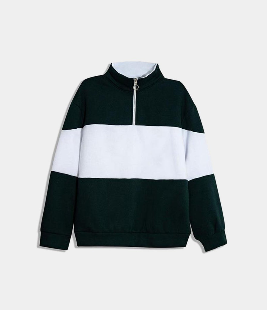 Patchwork Half Zip Sweatshirt