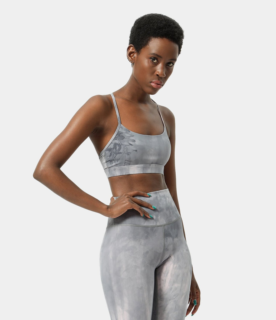 Neck Tie Dye Back Low Support Sports Bra