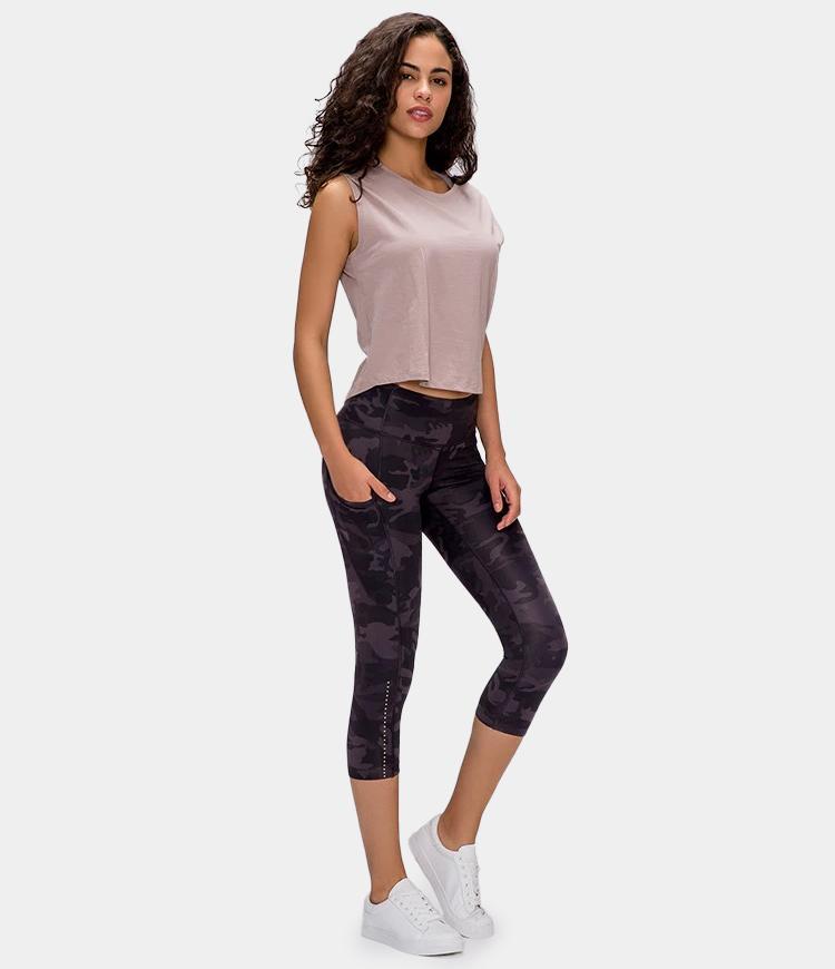 Bloom High Waisted Camo Side Pocket Capri Leggings