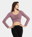 Sweetheart Shirred Fitted Cropped Long Sleeve Top