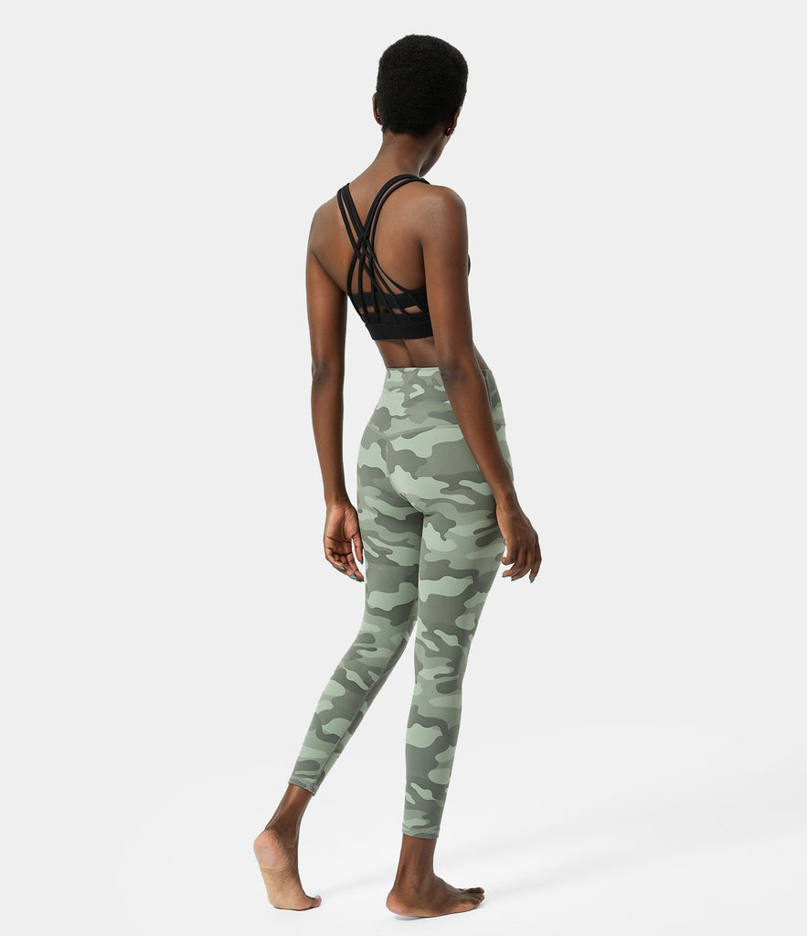 High Waisted Camo Waistband Pocket Leggings