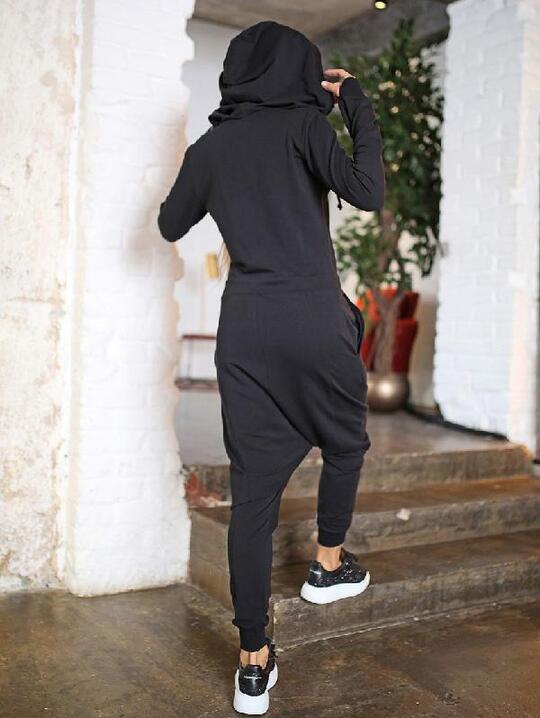 Solid Hooded Zipper Yoga Jumpsuits