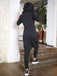 Solid Hooded Zipper Yoga Jumpsuits