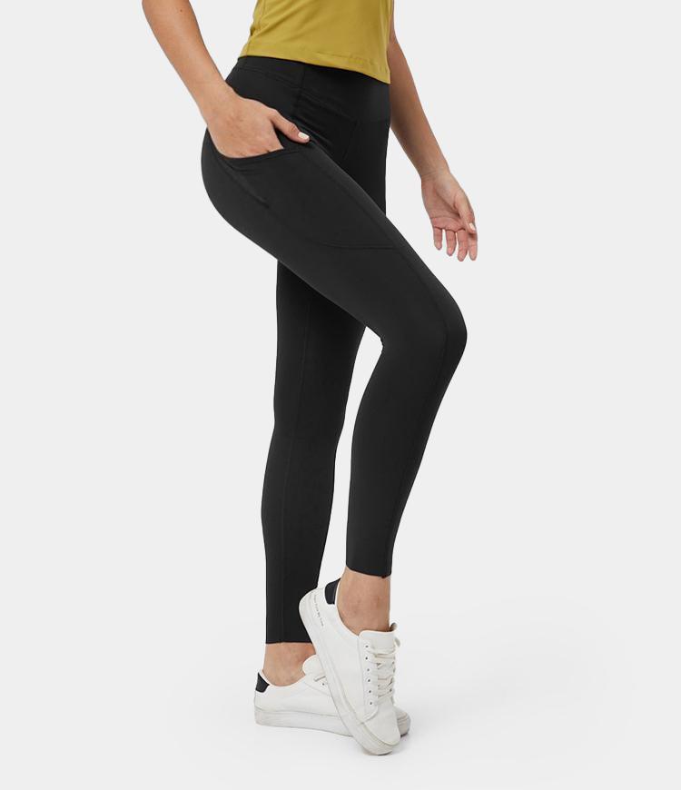 High Waisted Camo Side Pocket Raw Hem Leggings