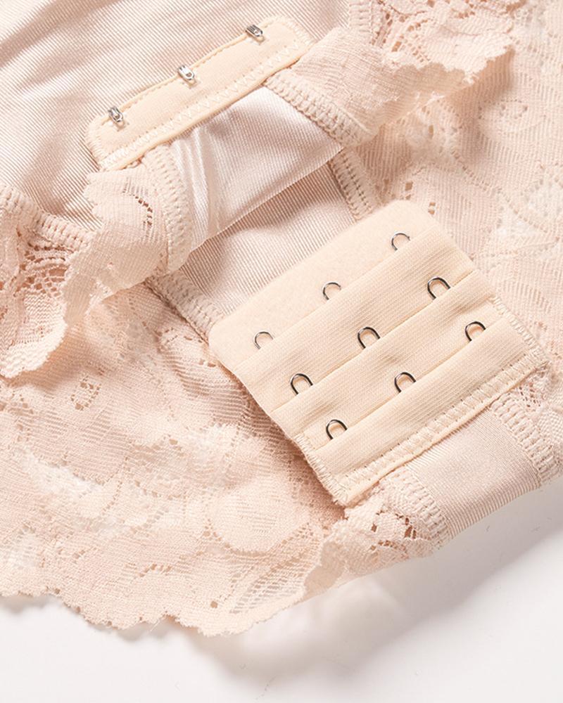 Zipper Button Triangle Lace Bodyshaper