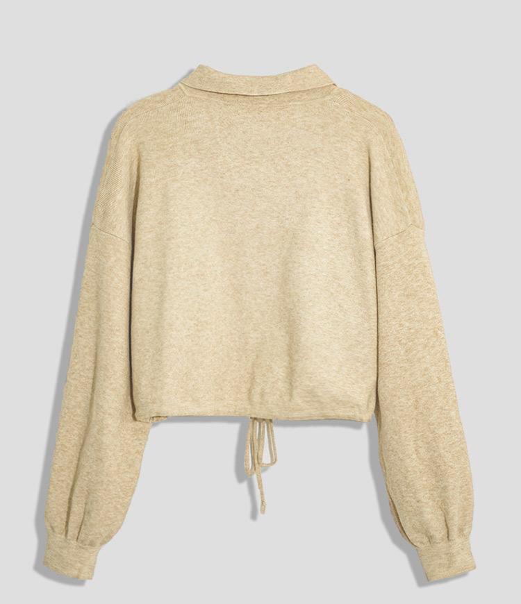 Drawstring Cropped Sweater