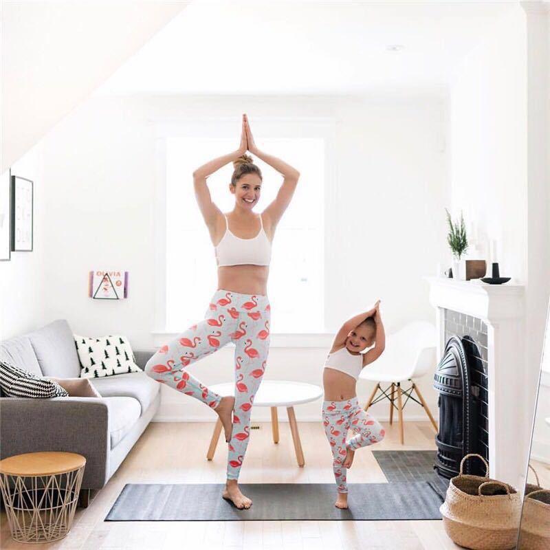 Flamingos Parent child yoga Sports Fitness pants