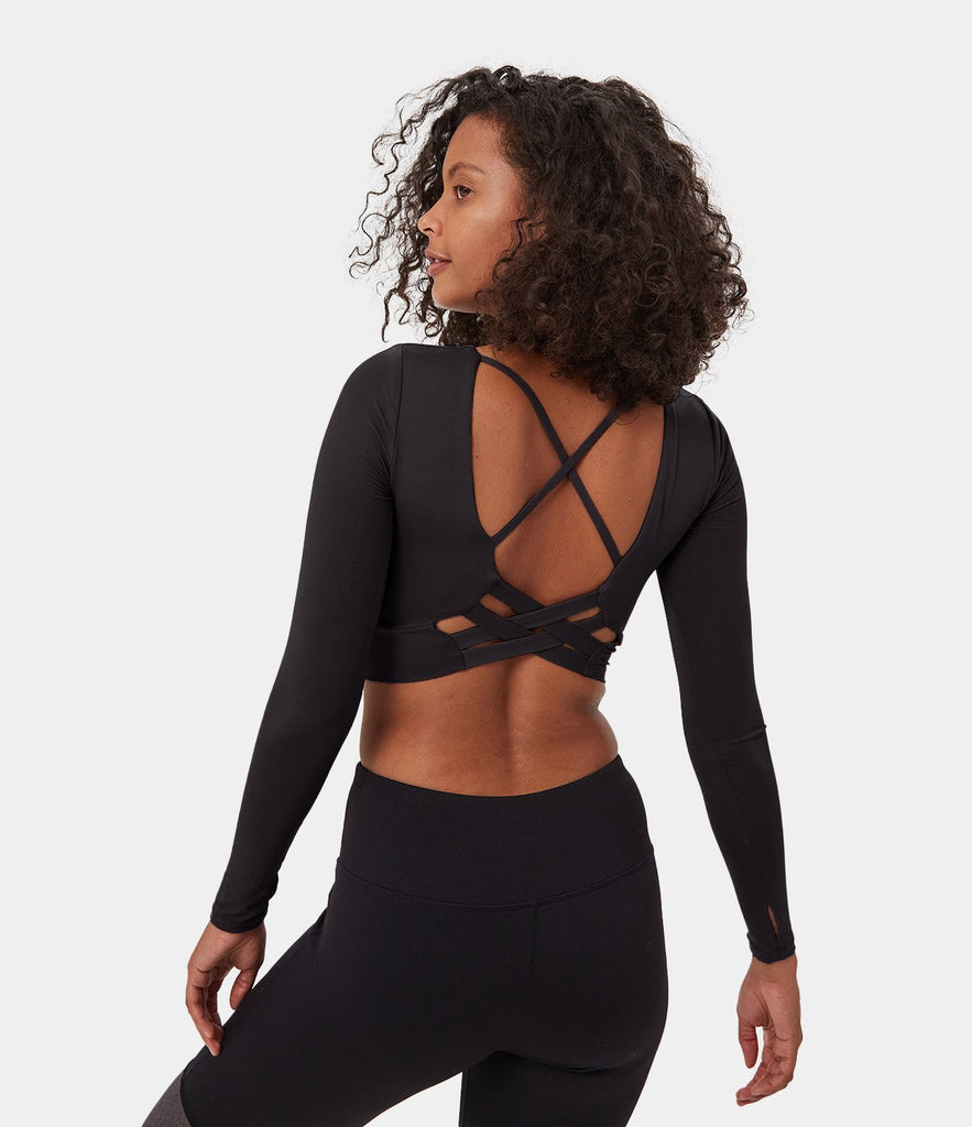 Bloom Cropped Crisscross Strappy Sports Top