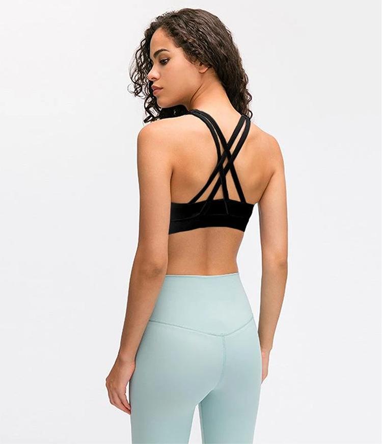 Bloom High Neck Crisscross Strappy Medium Support Sports Bra