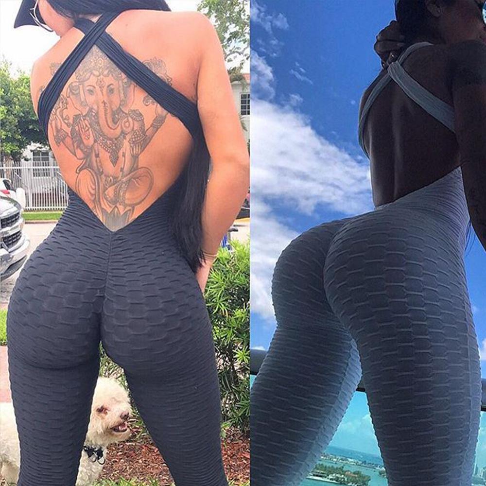 Sexy One piece Fitness Printing Jumpsuit