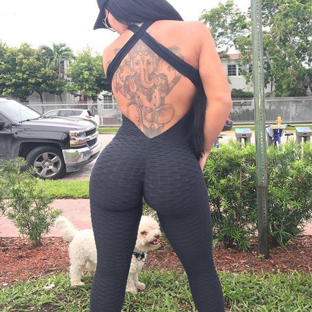 Sexy One piece Fitness Printing Jumpsuit