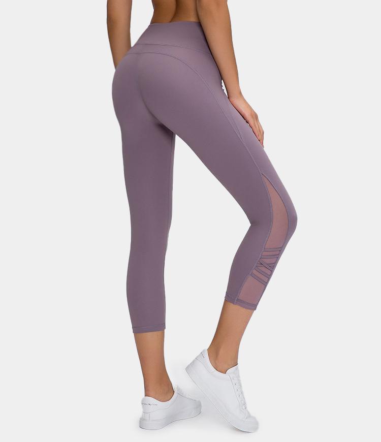 Bloom High Waisted Mesh Stripe Patchwork Capri Leggings