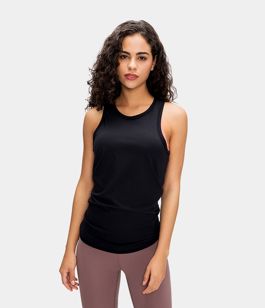 Not Basic High Neck Sleeveless Flutter Top