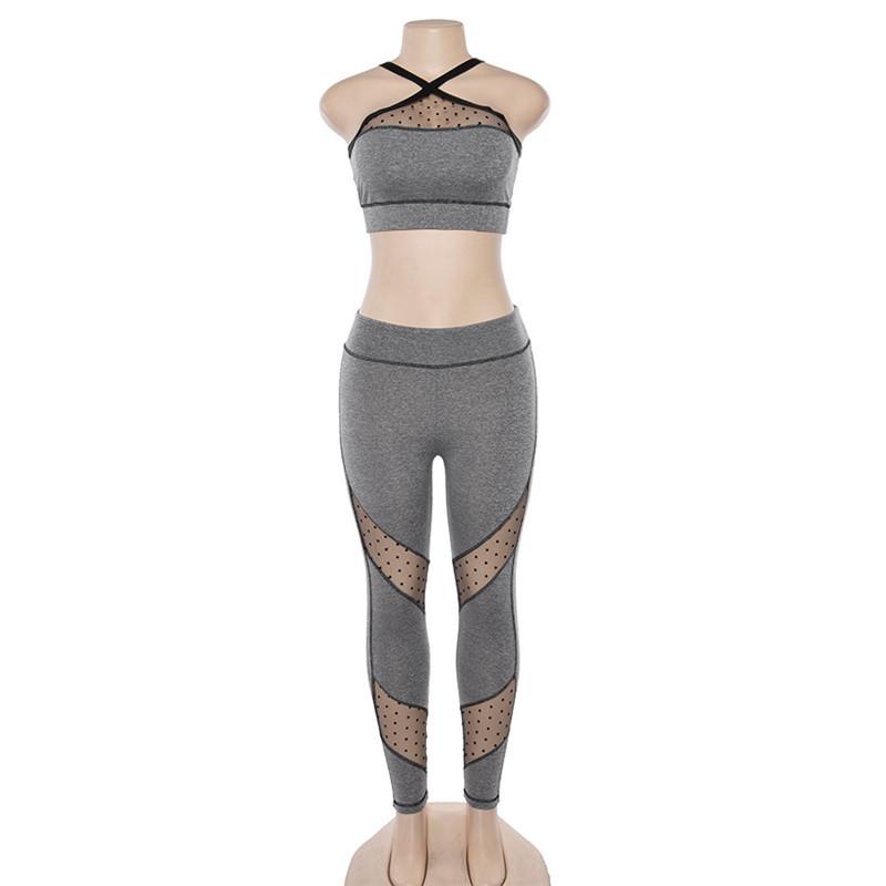 Mesh Sports Bra Sexy Yoga Suit