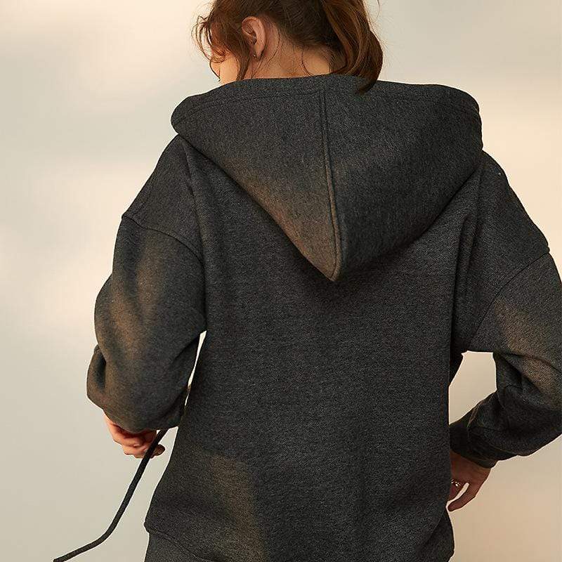 Fleece Drawstring Hooded Sweater Coat