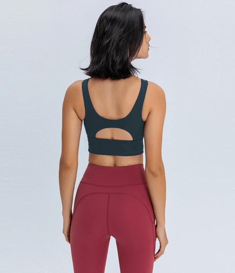 High Neck Camo Longline Racerback Support Sports Bra