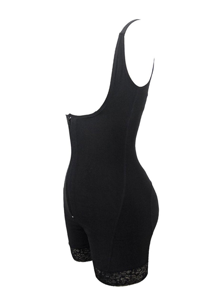 Women Open Bust Breathable Bodysuit Zipper