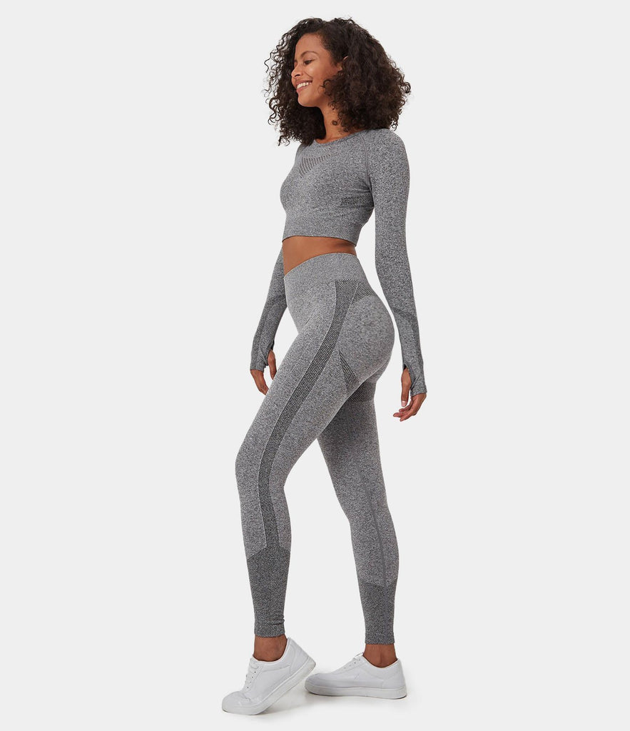 FLOW High Waisted Smile Design Seamless Full Length Leggings
