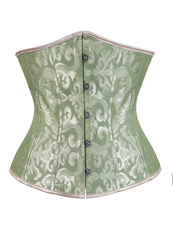 Women Lace Up Boned Jacquard Brocade Waist Training