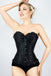 Black Brocade Sweetheart Corset Ruffle Trim