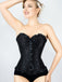 Black Brocade Sweetheart Corset Ruffle Trim