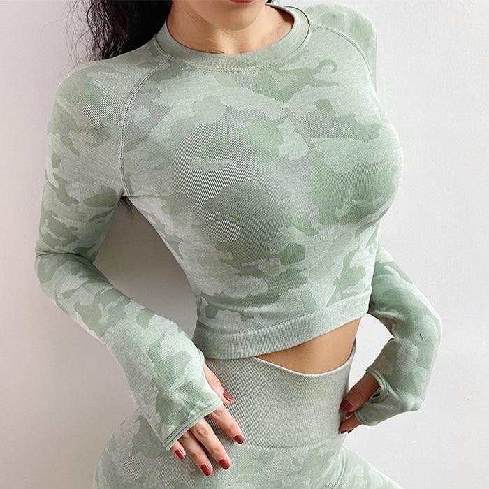 Camo Seamless Crop Shirts