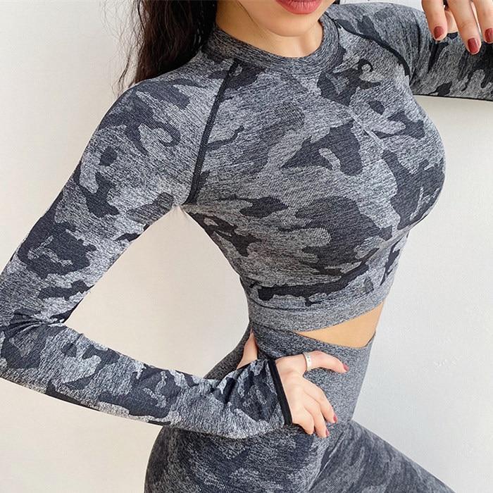 Camo Seamless Crop Shirts