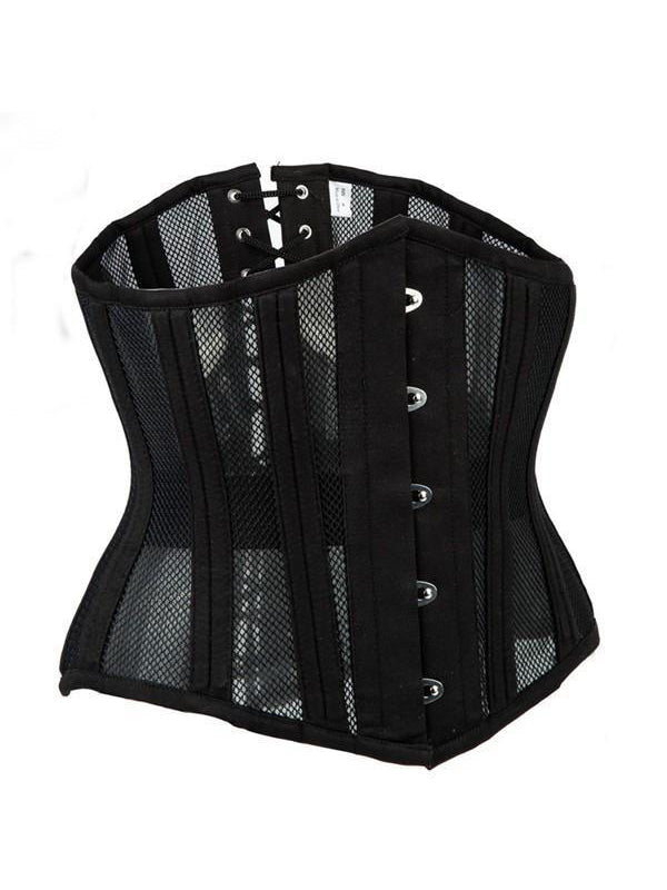 Double Steel Boned Breathable Waist Training Mesh Underbust Black Corset