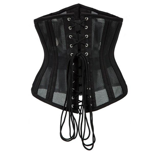 Double Steel Boned Breathable Waist Training Mesh Underbust Black Corset