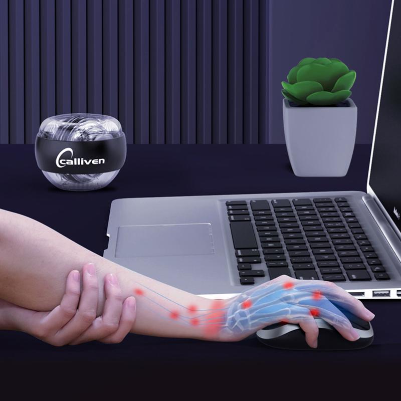 Calliven Power Ball Wrist Trainer Forearm Exerciser Strengthener Workout Toy Spinner Gyro Led Lights
