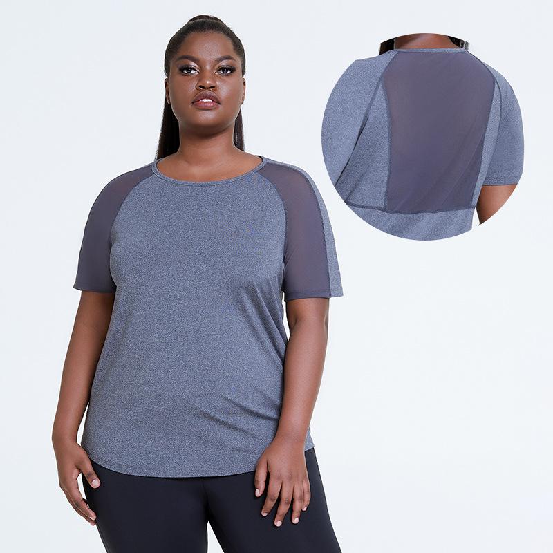Large Sports Short Sleeve shirt Women Mesh Fitness Suit Top