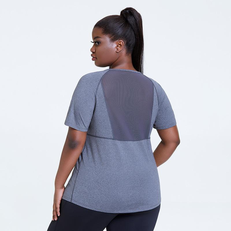 Large Sports Short Sleeve shirt Women Mesh Fitness Suit Top