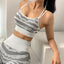 Sexy Zebra Pattern Gathered Yoga Bra
