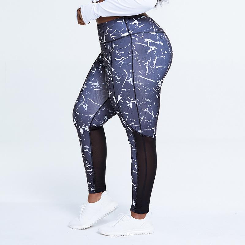 Large code Printed Yoga Pants Bare Peach Hips