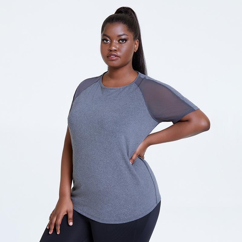 Large Sports Short Sleeve shirt Women Mesh Fitness Suit Top