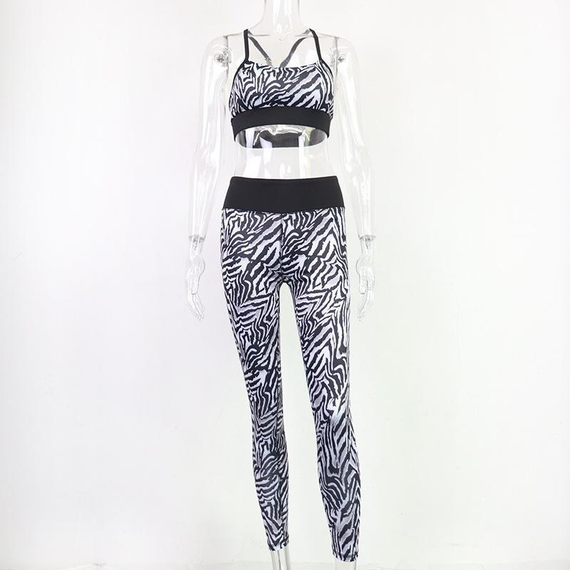 High Waist Stripe Fitness Suit