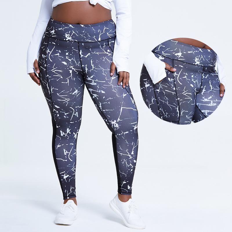 Large code Printed Yoga Pants Bare Peach Hips