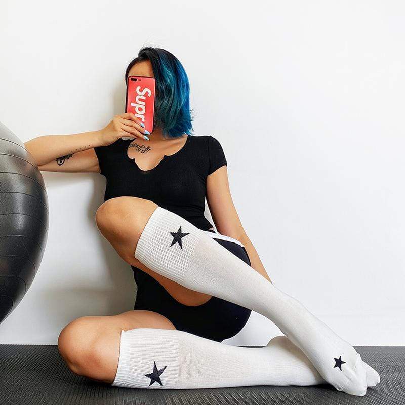 Solid Color High Cotton Sports Socks