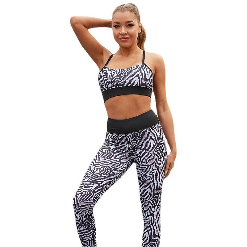 High Waist Stripe Fitness Suit