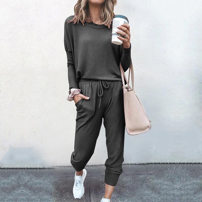 Casual Pure Color Two Piece Set