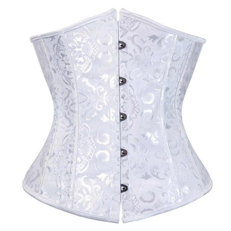 Women Lace Up Boned Jacquard Brocade Waist Training