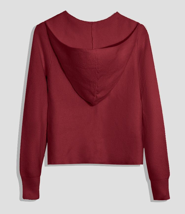 Solid Color Hooded Cardigan