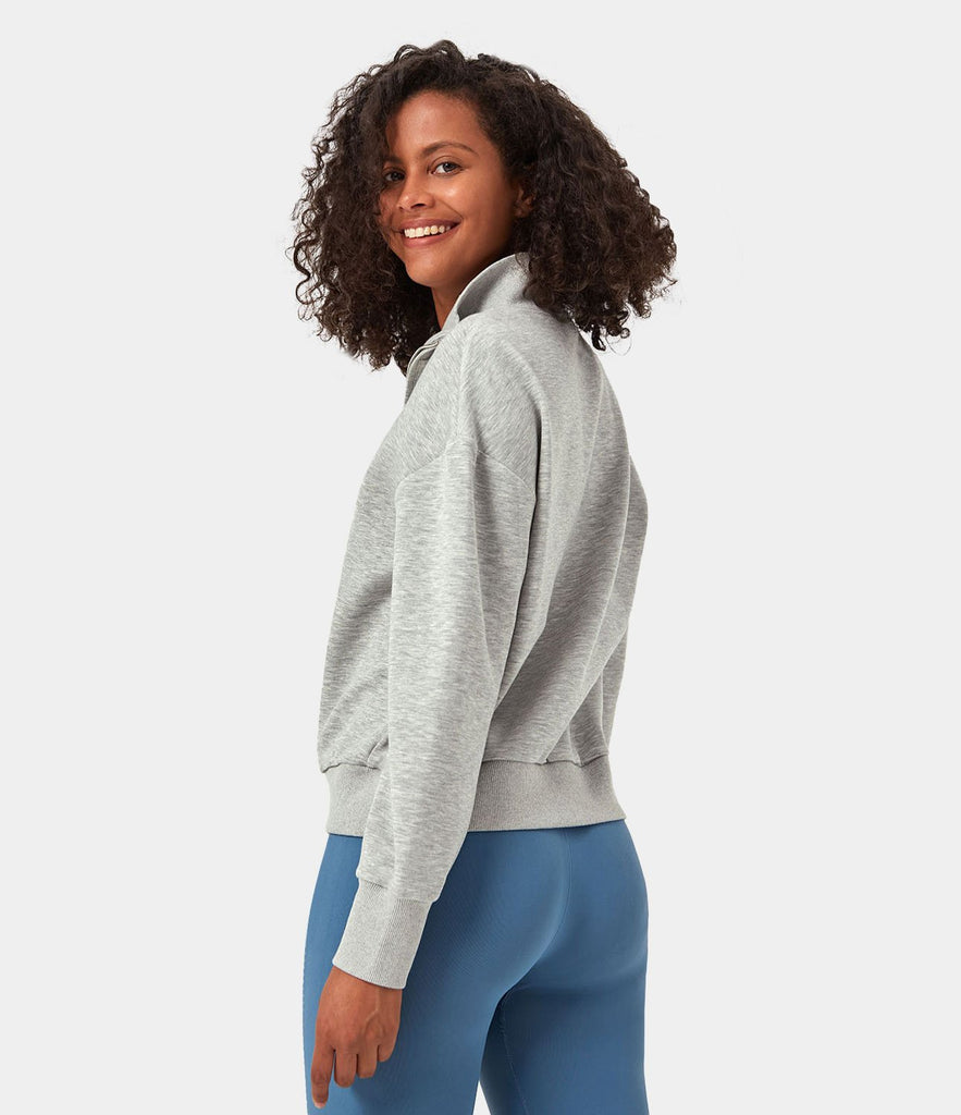 Half Zip Solid Color Sweatshirt