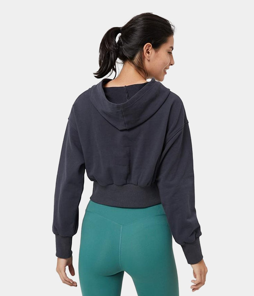 Solid Color Cropped Hoodie