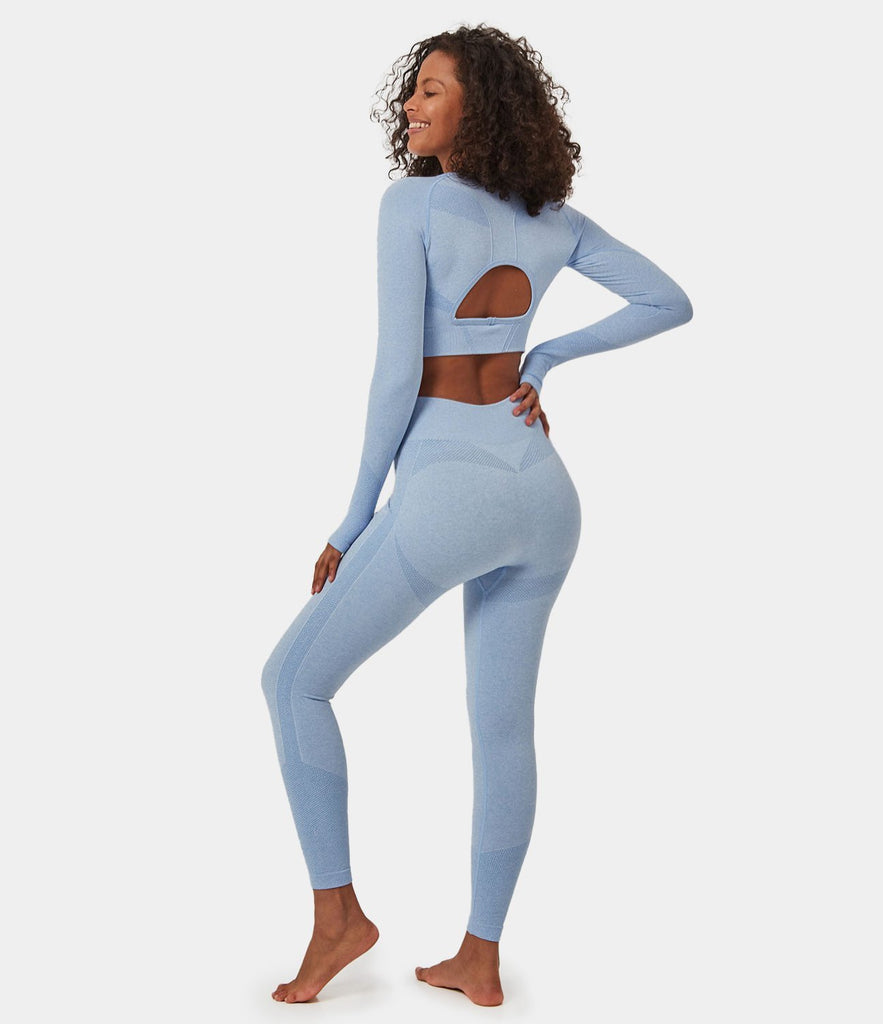 FLOW High Waisted Smile Design Seamless Full Length Leggings