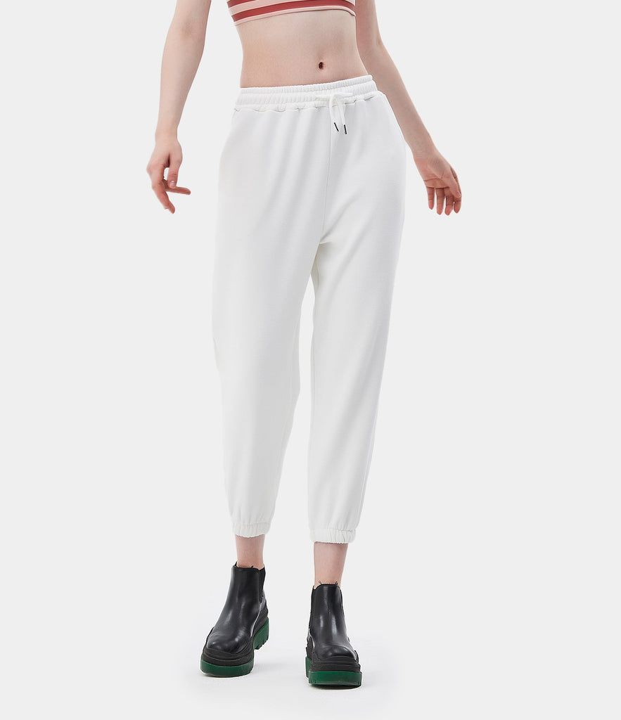 Drawstring Fleece Lined Capri Joggers