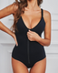 Zipper Closure Black Bodysuit